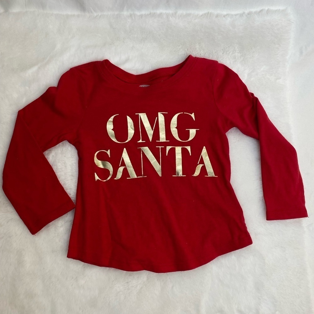 OMG SANTA red long sleeve shirt for toddler size 2T